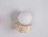 Maya væglampe m. opalglas og travertin