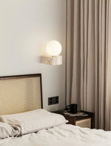 Maya væglampe m. opalglas og travertin