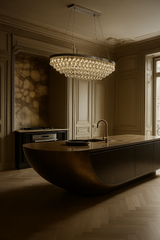 Agathe krystal lysekrone med dråbeformede krystalglas oval