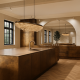 Agathe krystal lysekrone med dråbeformede krystalglas oval